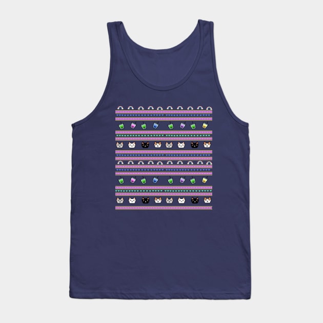 kitty boba tea ugly sweater Tank Top by Potato_pinkie_pie